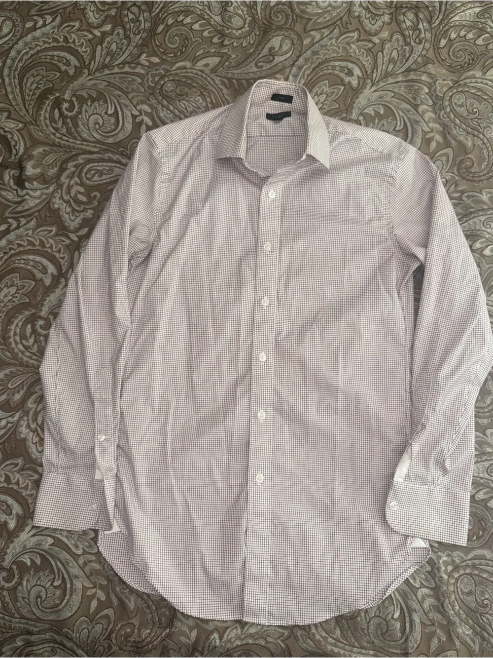J.Crew Ludlow Men’s 14.5/32 Slim Fit Burgundy White Mini Check Dress Shirt